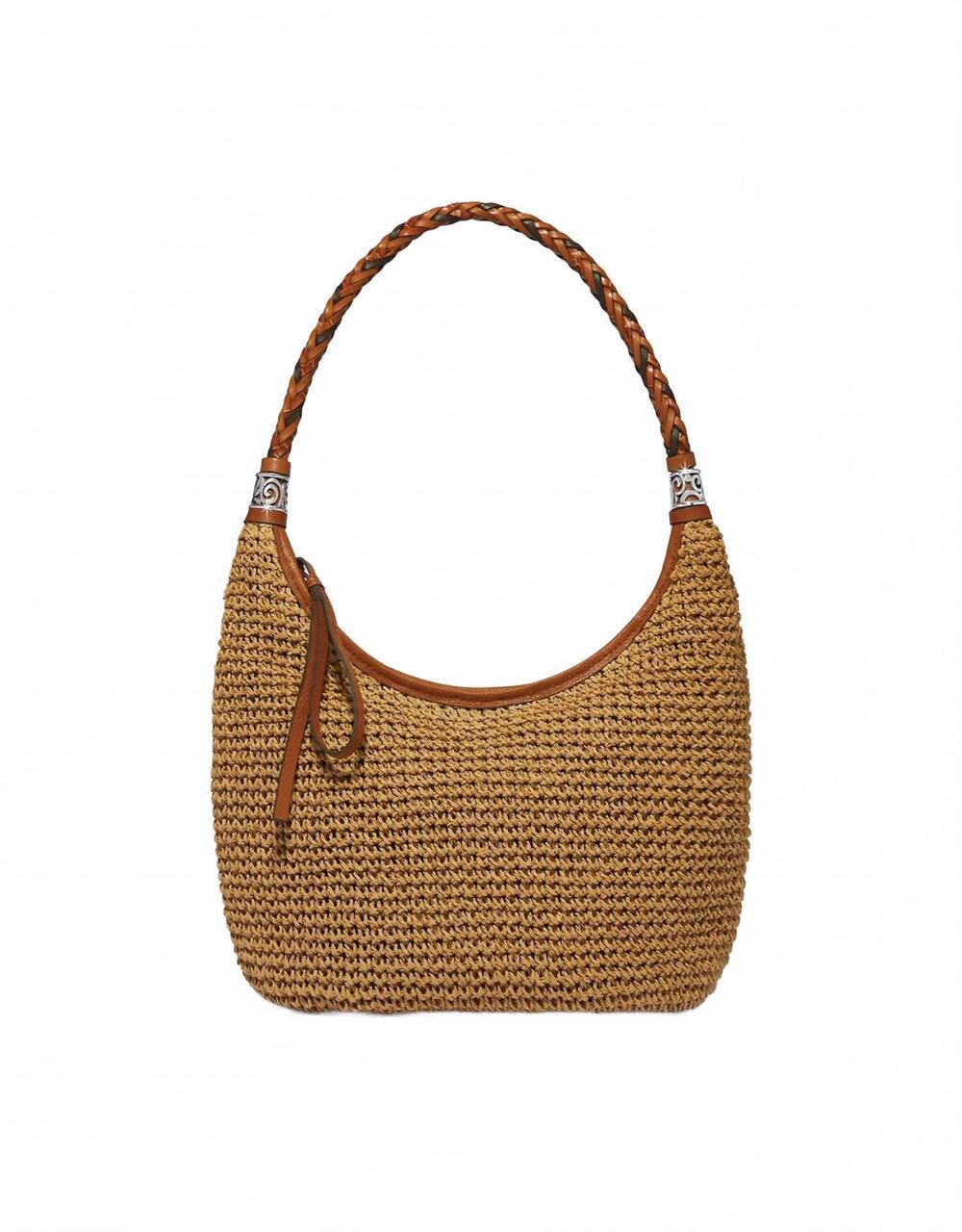 NEW BRIGHTON women's shelby straw shoulder bag in luggage-wheat